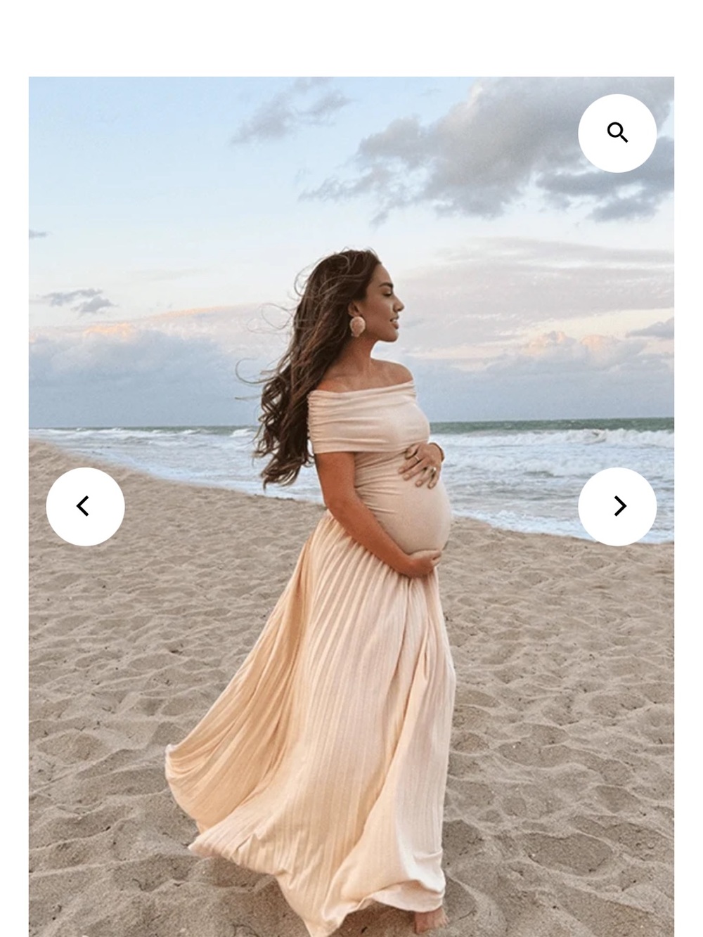 Off-Shoulder Cream Maxi Maternity Dress